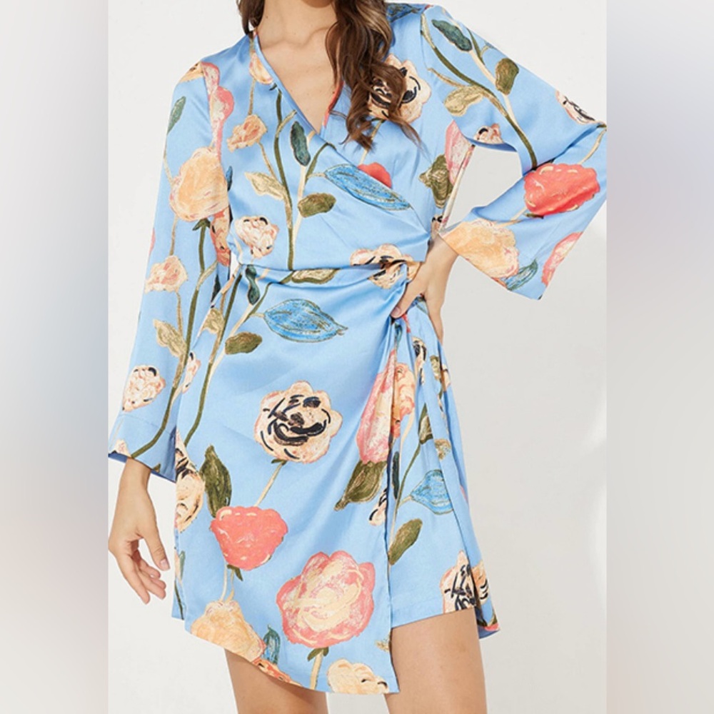 RENEE NOA Printed Wrap Mini Dress NWT